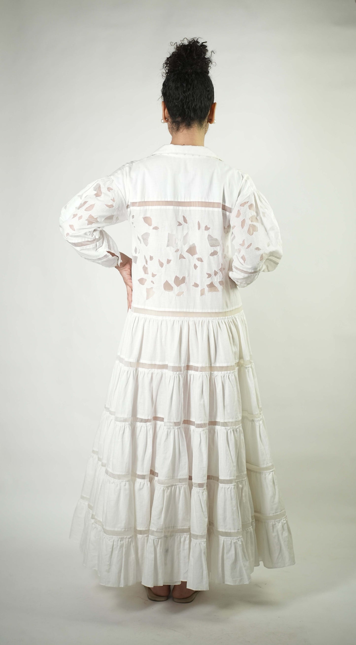 Embroidered linen long dress