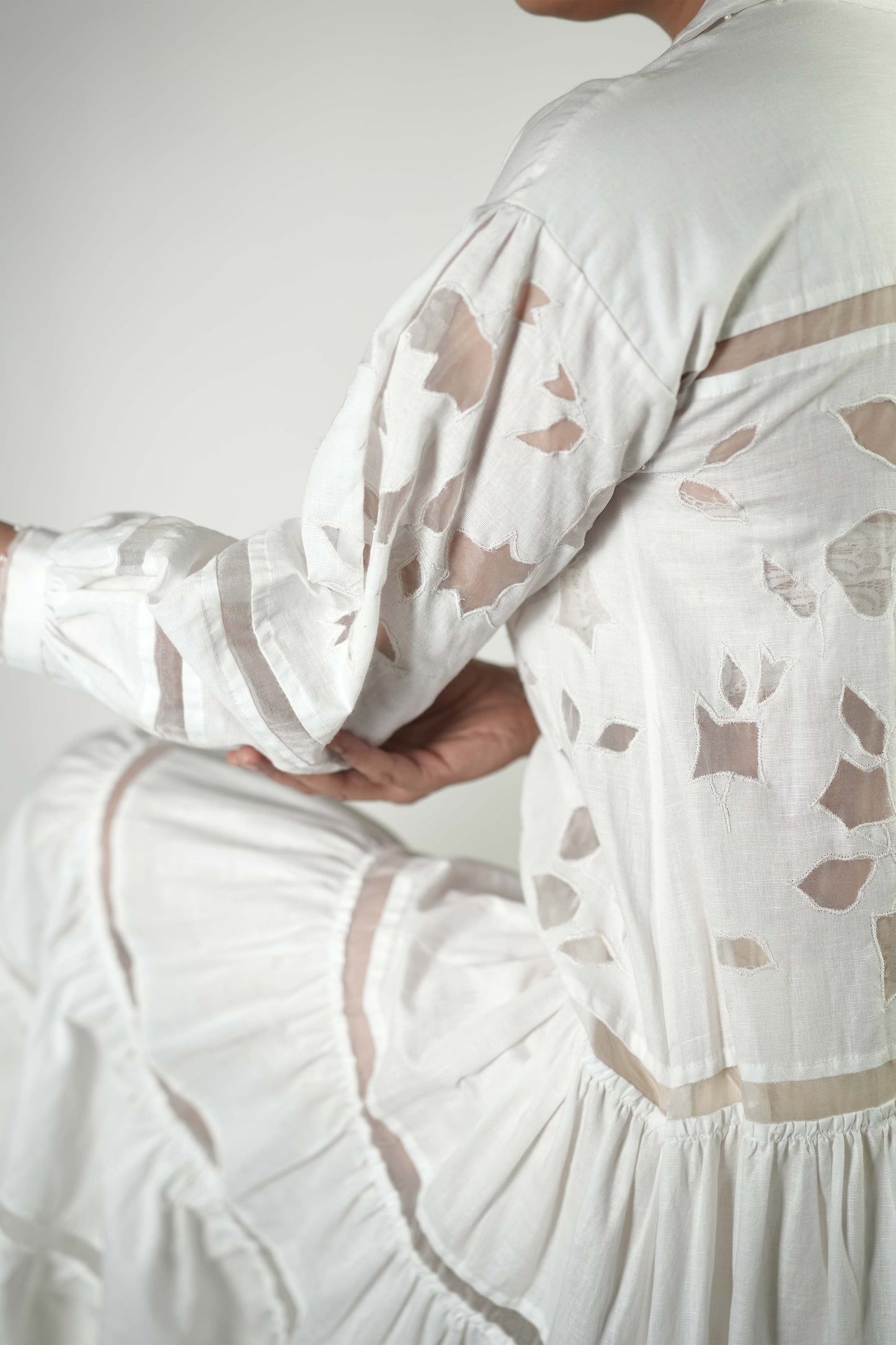 Embroidered linen long dress