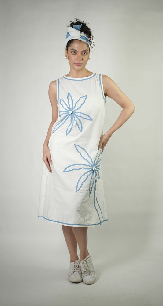 Hand stitched palm tree motif dress