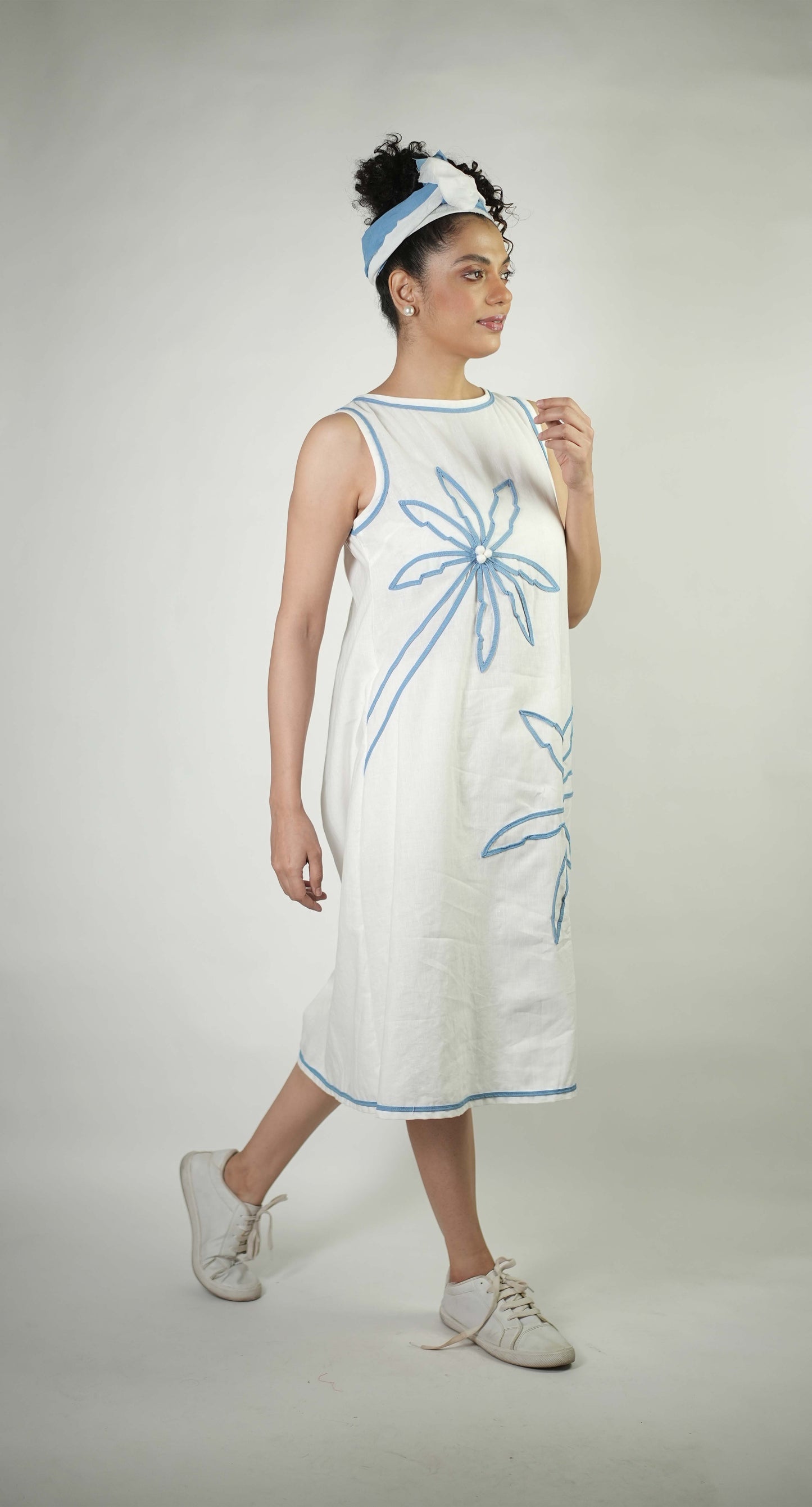 Hand stitched palm tree motif dress