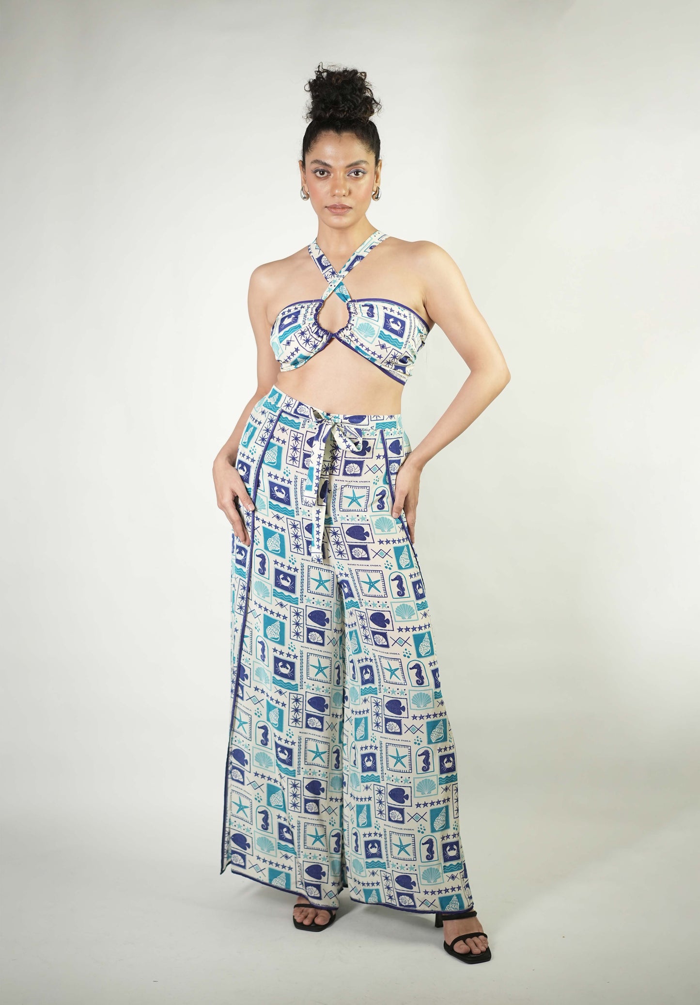 Sea elements printed bralette and pants
