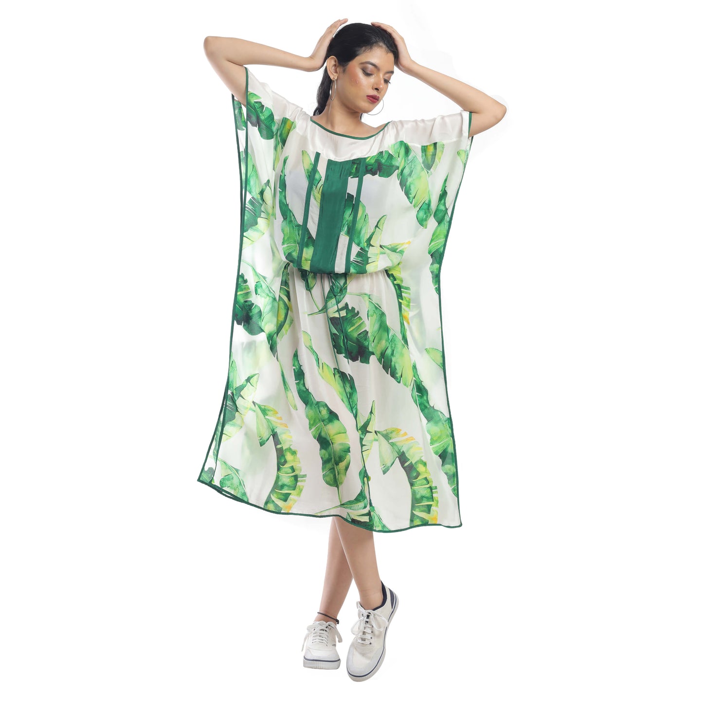 BANANA LEAF PRINTED KAFTAN DRESS