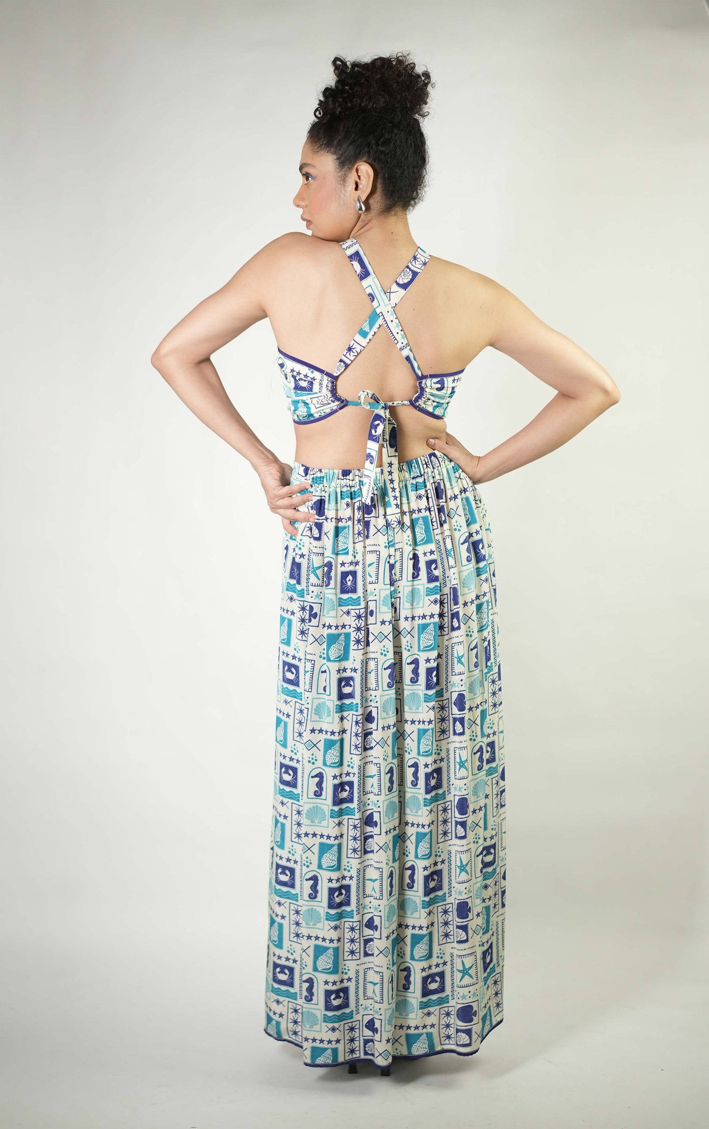 Sea elements printed bralette and pants