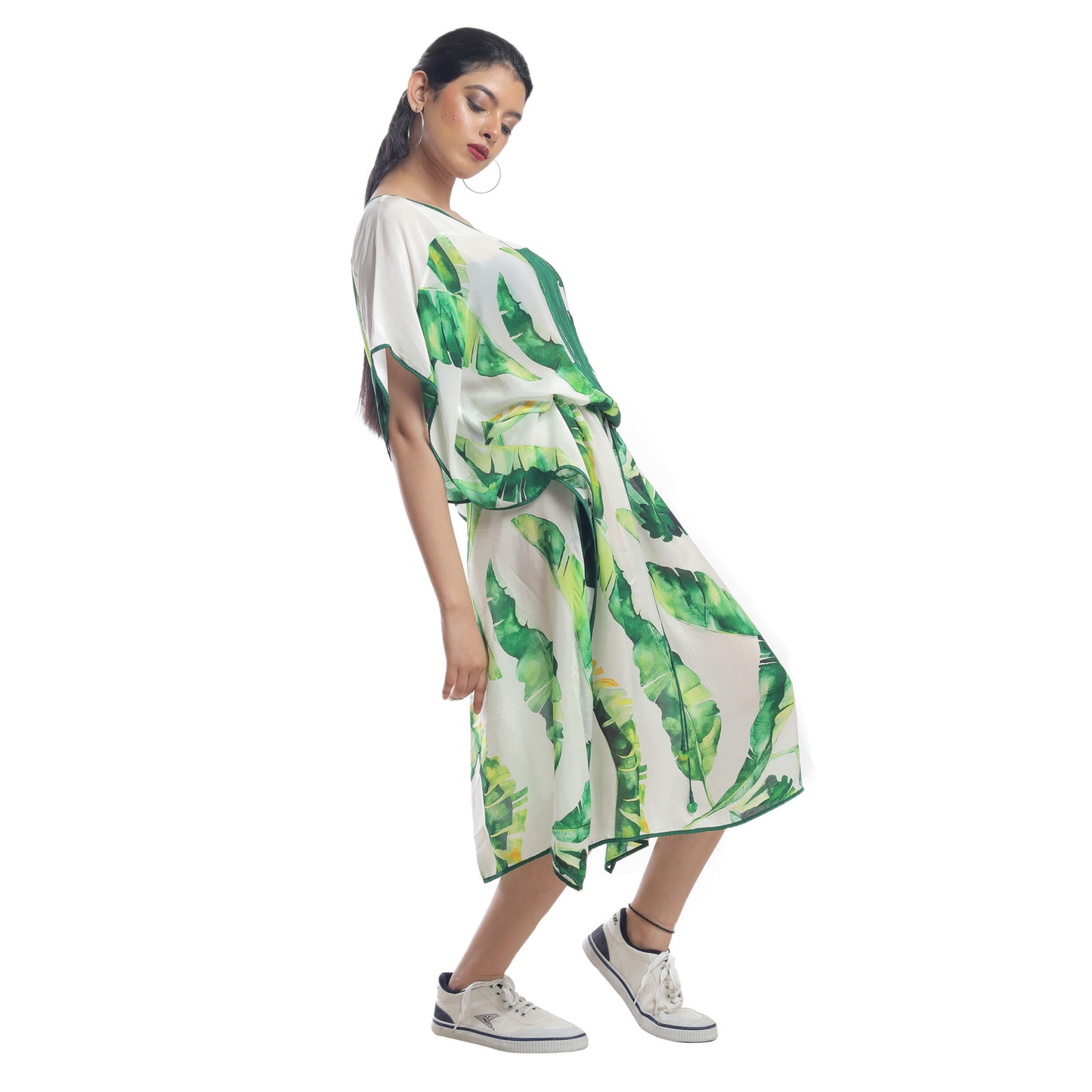 BANANA LEAF PRINTED KAFTAN DRESS