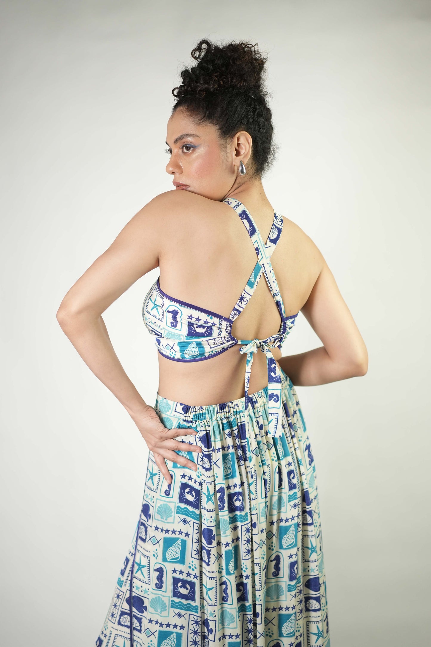 Sea elements printed bralette and pants