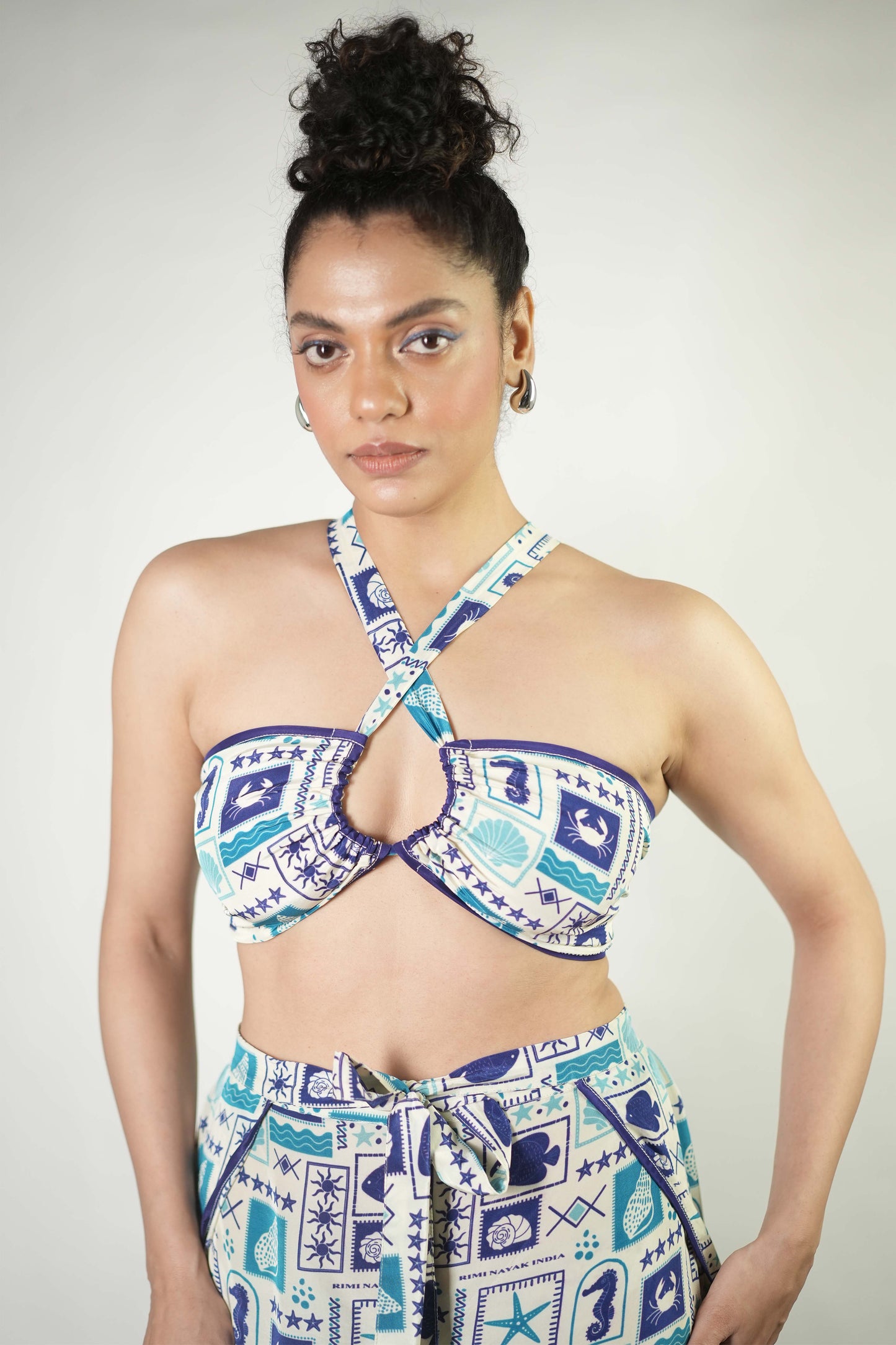 Sea elements printed bralette and pants