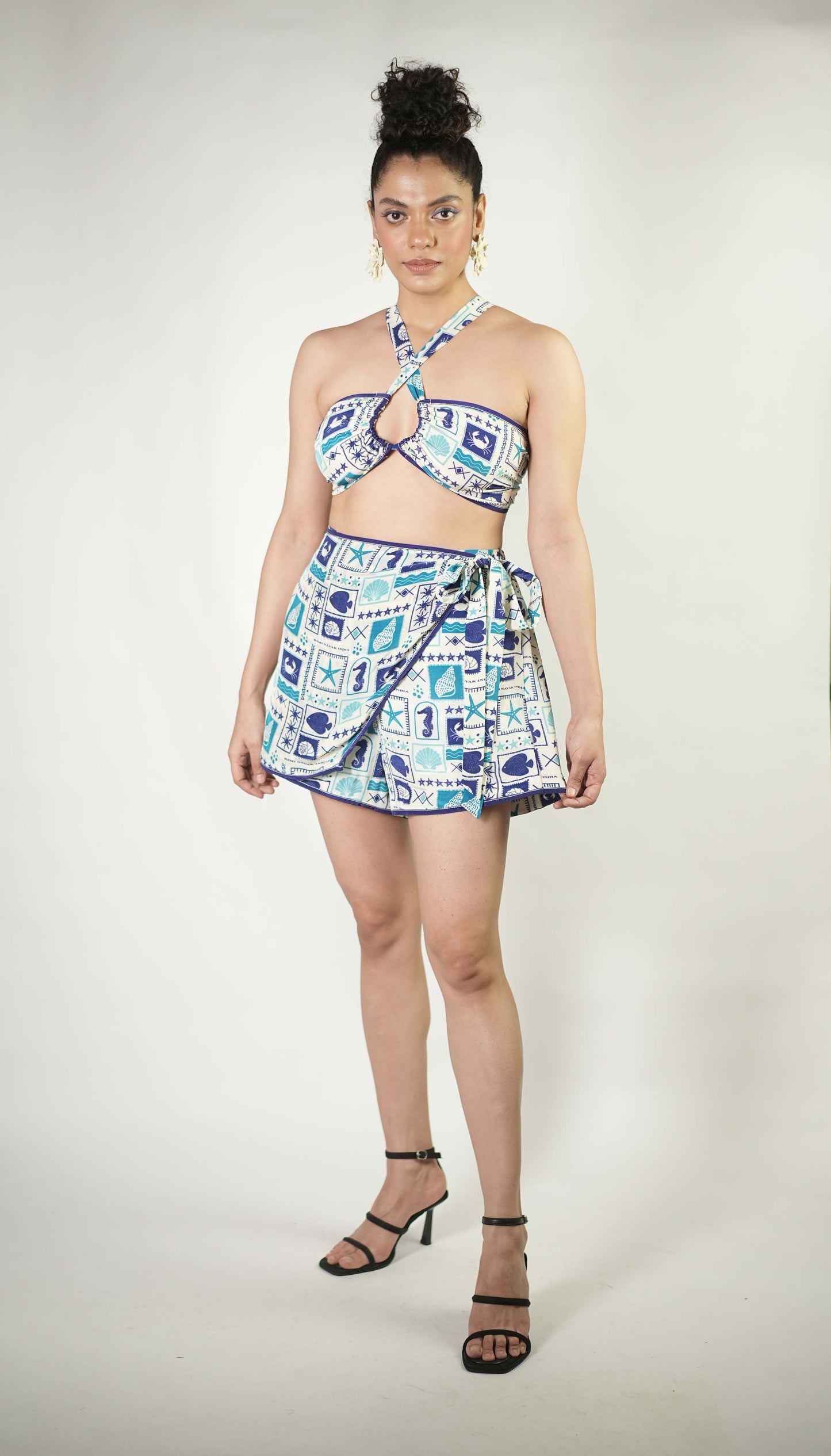 Sea elements printed skorts