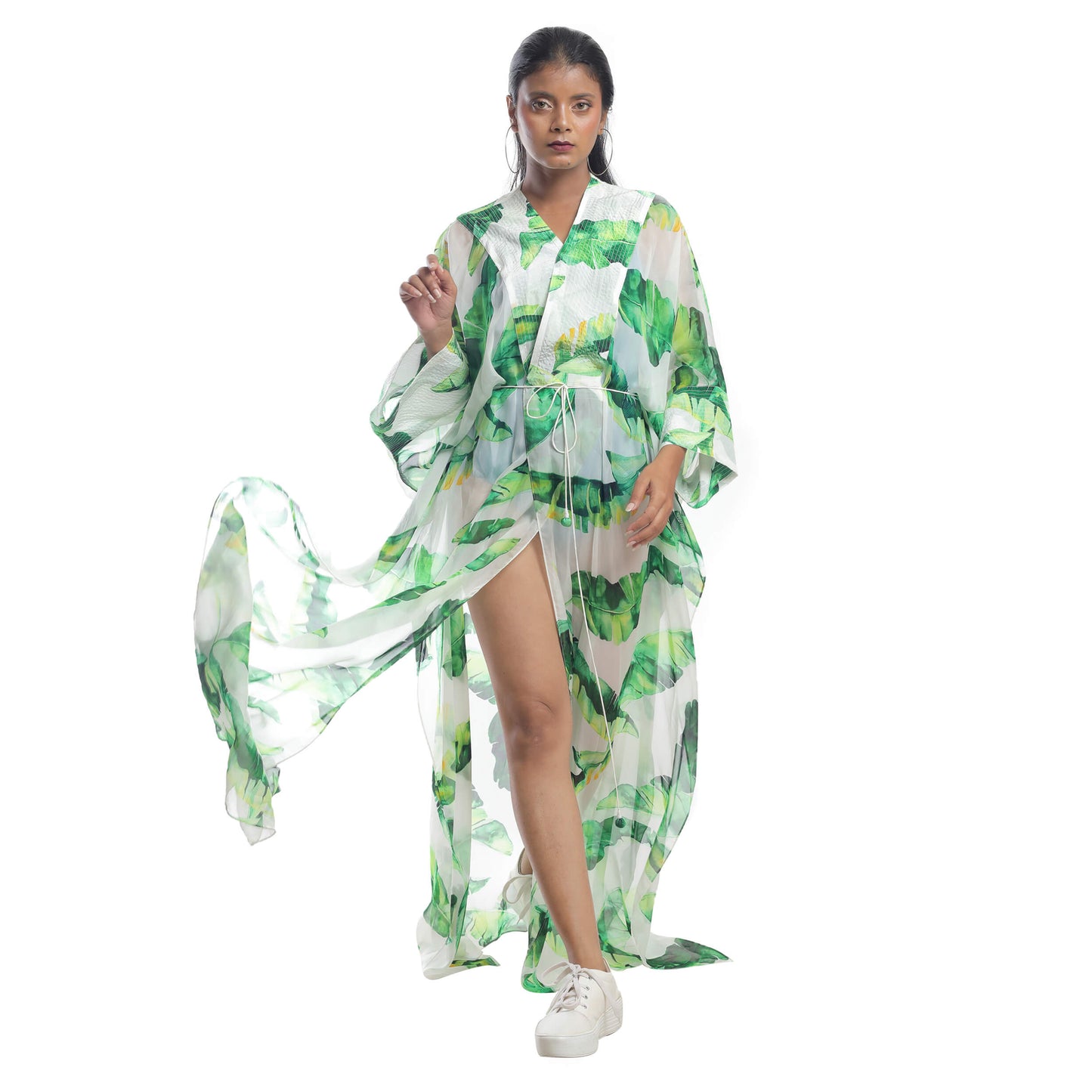 BANANA LEAF PRINTED ORGANZA OVERLAY