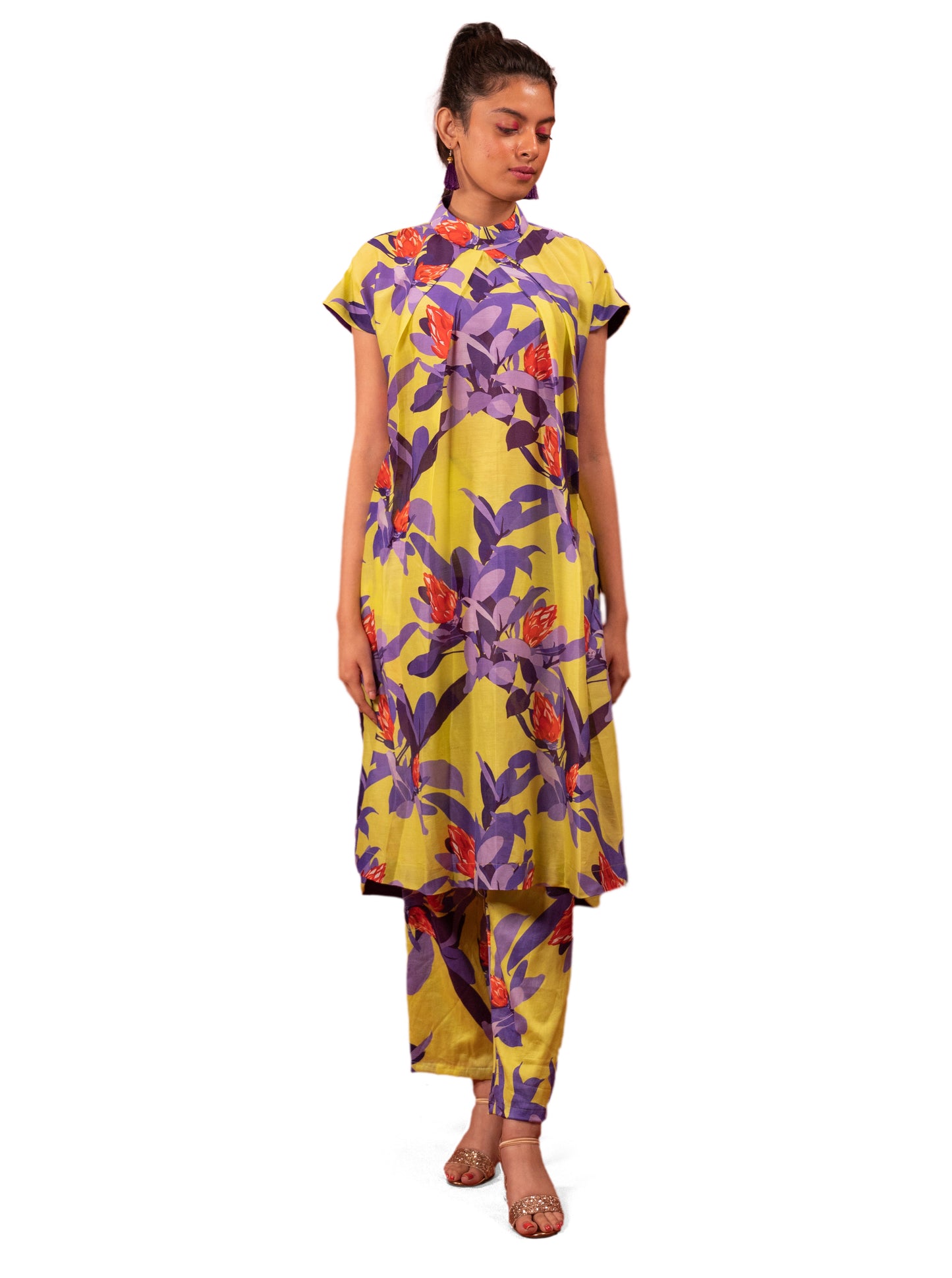 PINE FLOWER PRINTED TUNIC WITH PANTS COORD