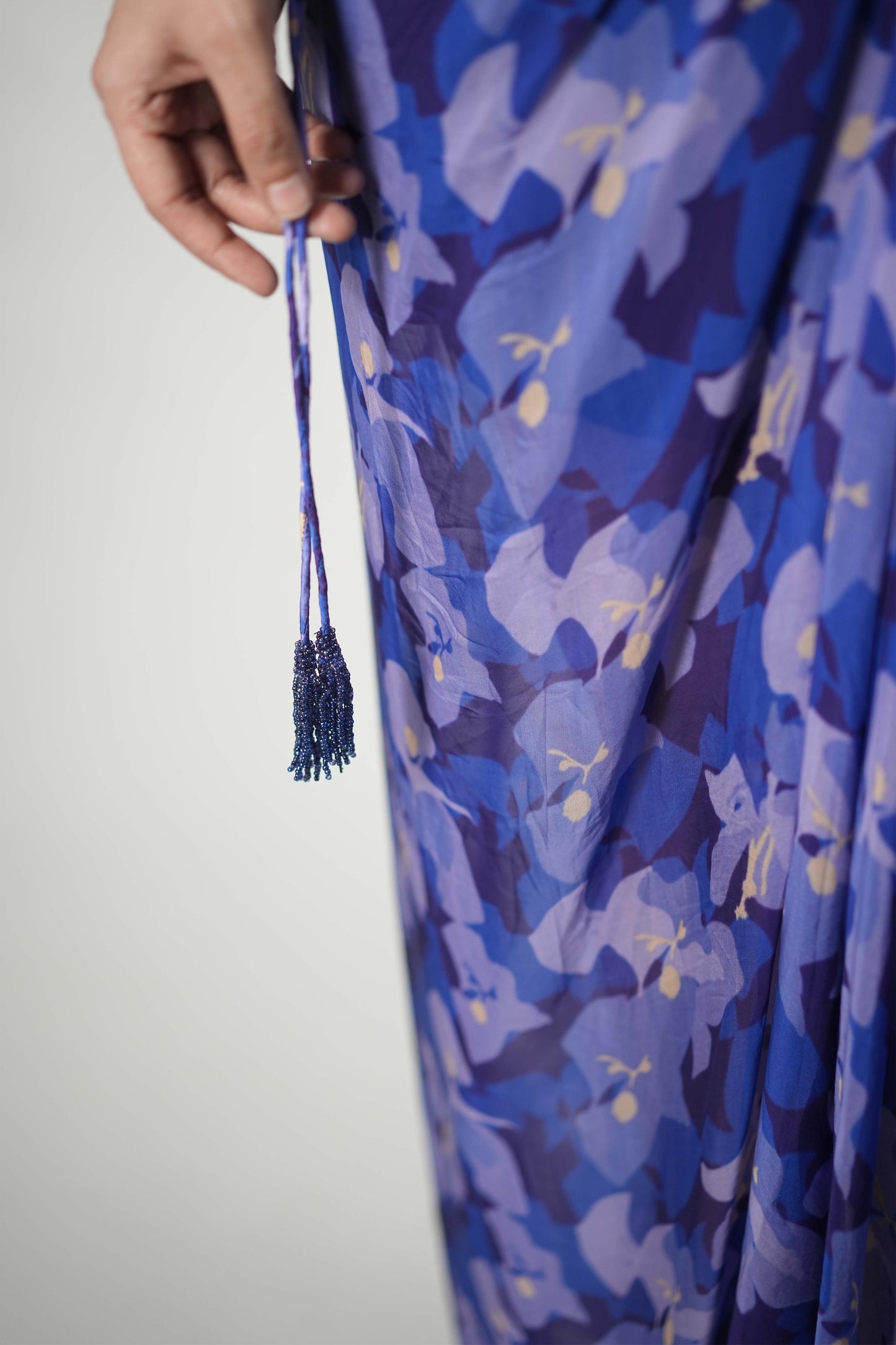 Camouflage floral printed one-shoulder draped dress