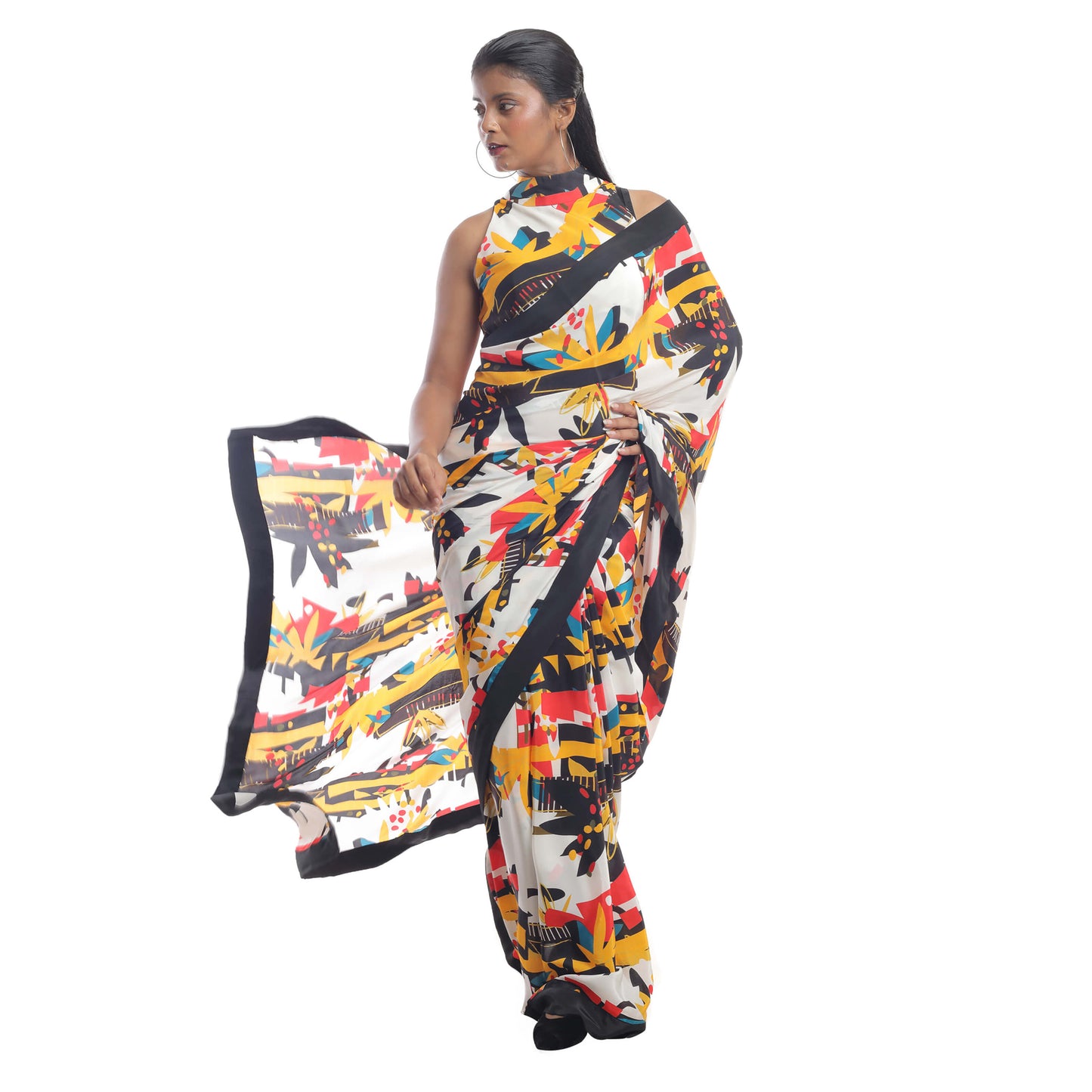 ABSTRACT FLORAL PRINTED SAREE