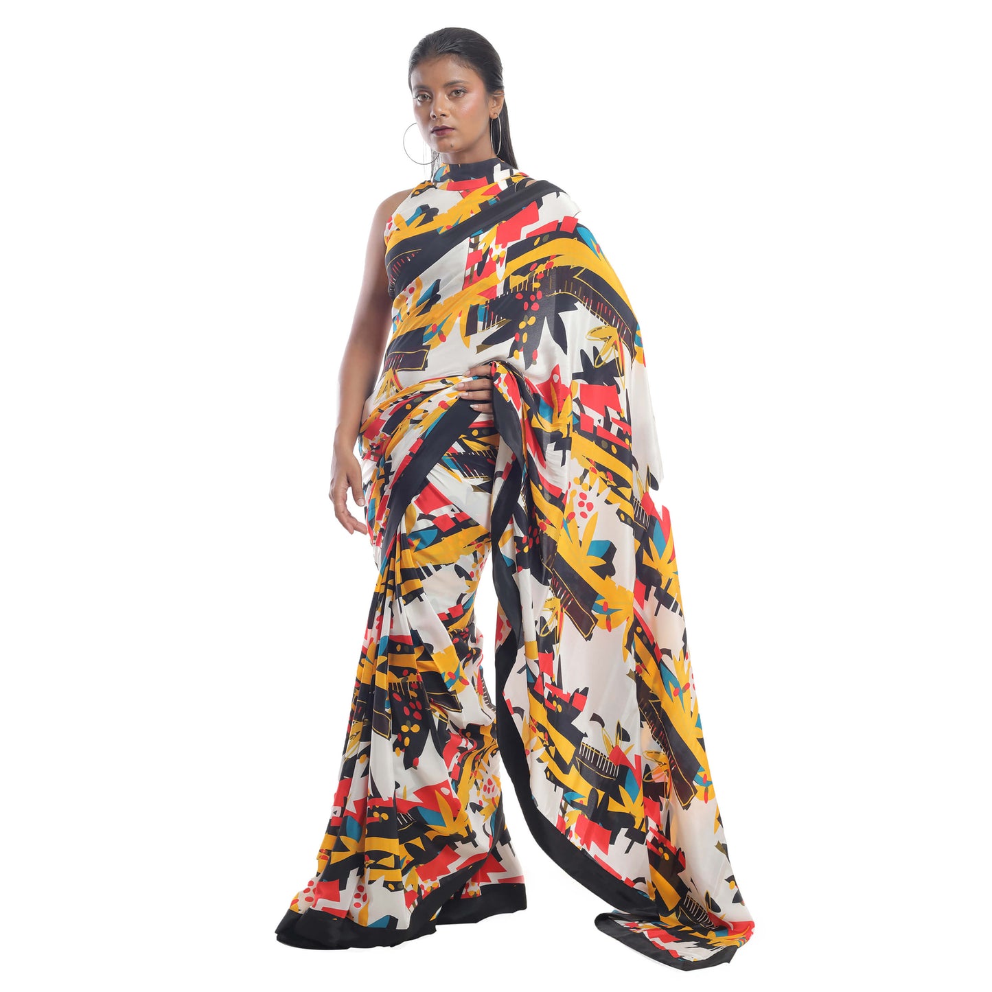 ABSTRACT FLORAL PRINTED SAREE