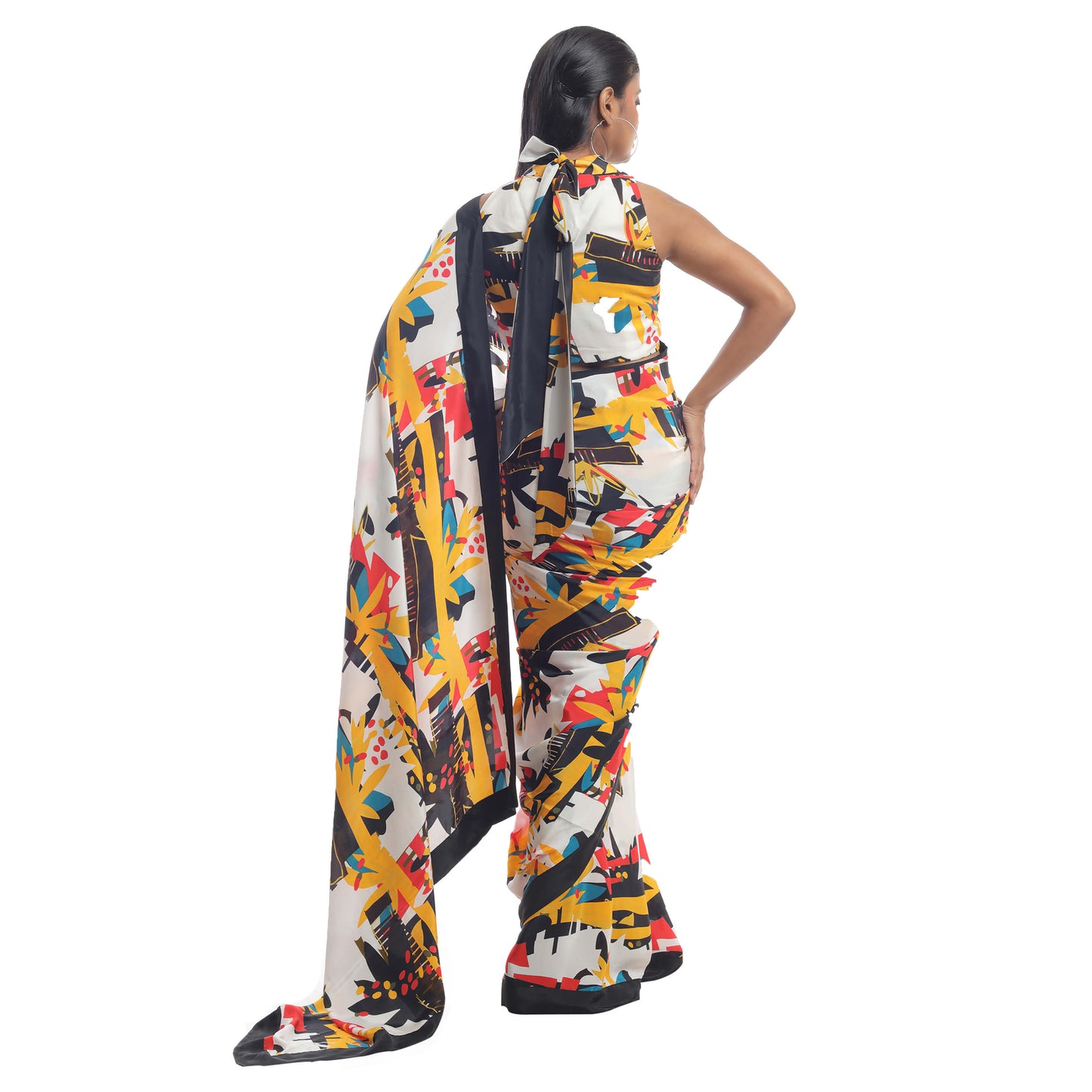 ABSTRACT FLORAL PRINTED SAREE