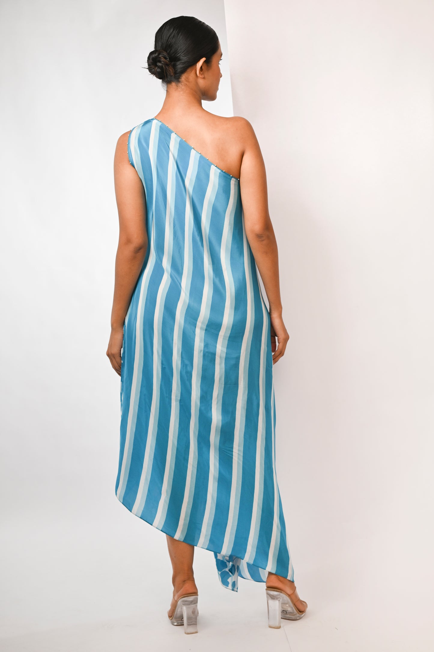 BOUGAINVILLEA GRAPHIC PRINTED ONE SHOULDER DRESS