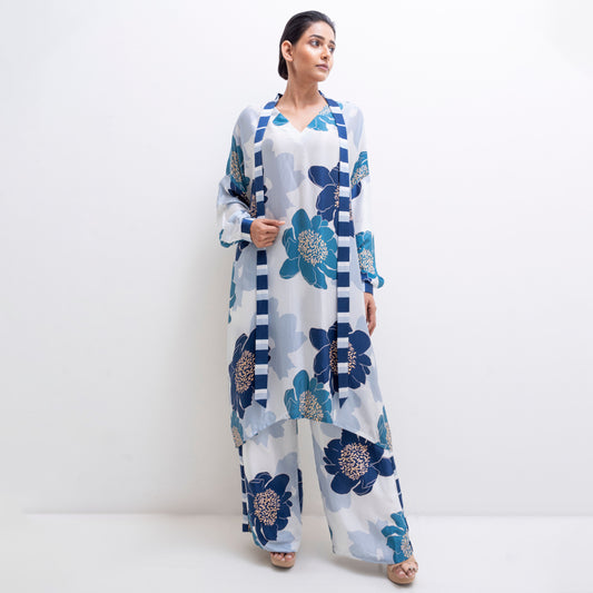 PLACEMENT FLORAL PRINTED KURTA AND TROUSERS COORD