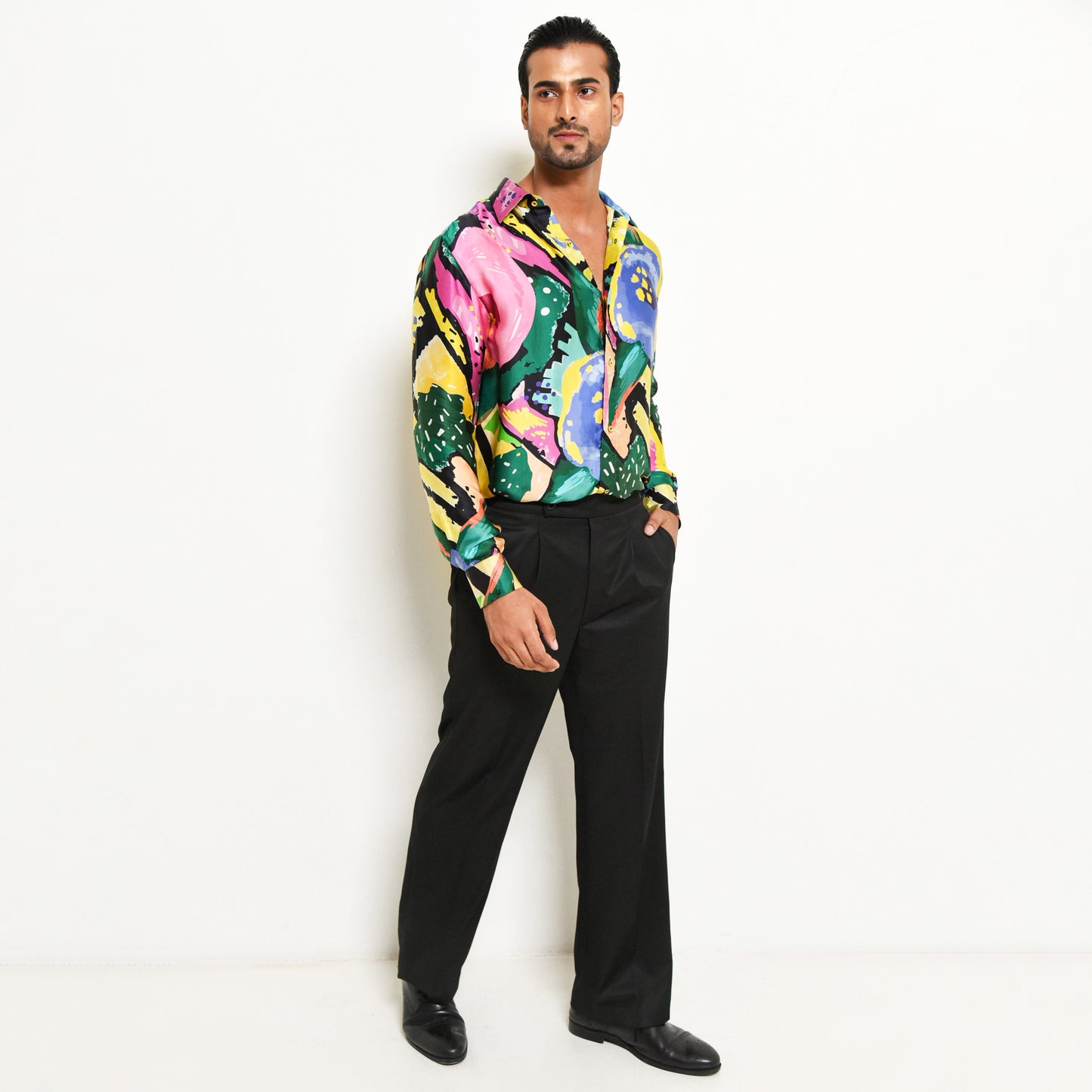 ASSORTED COLOURFUL ABSTRACT FLORAL PRINTED SHIRT