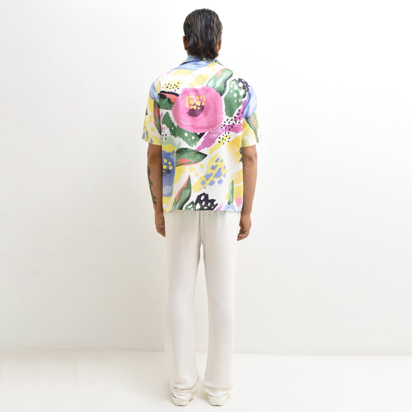 ABSTRACT FLORAL PRINTED CUBAN SHIRT