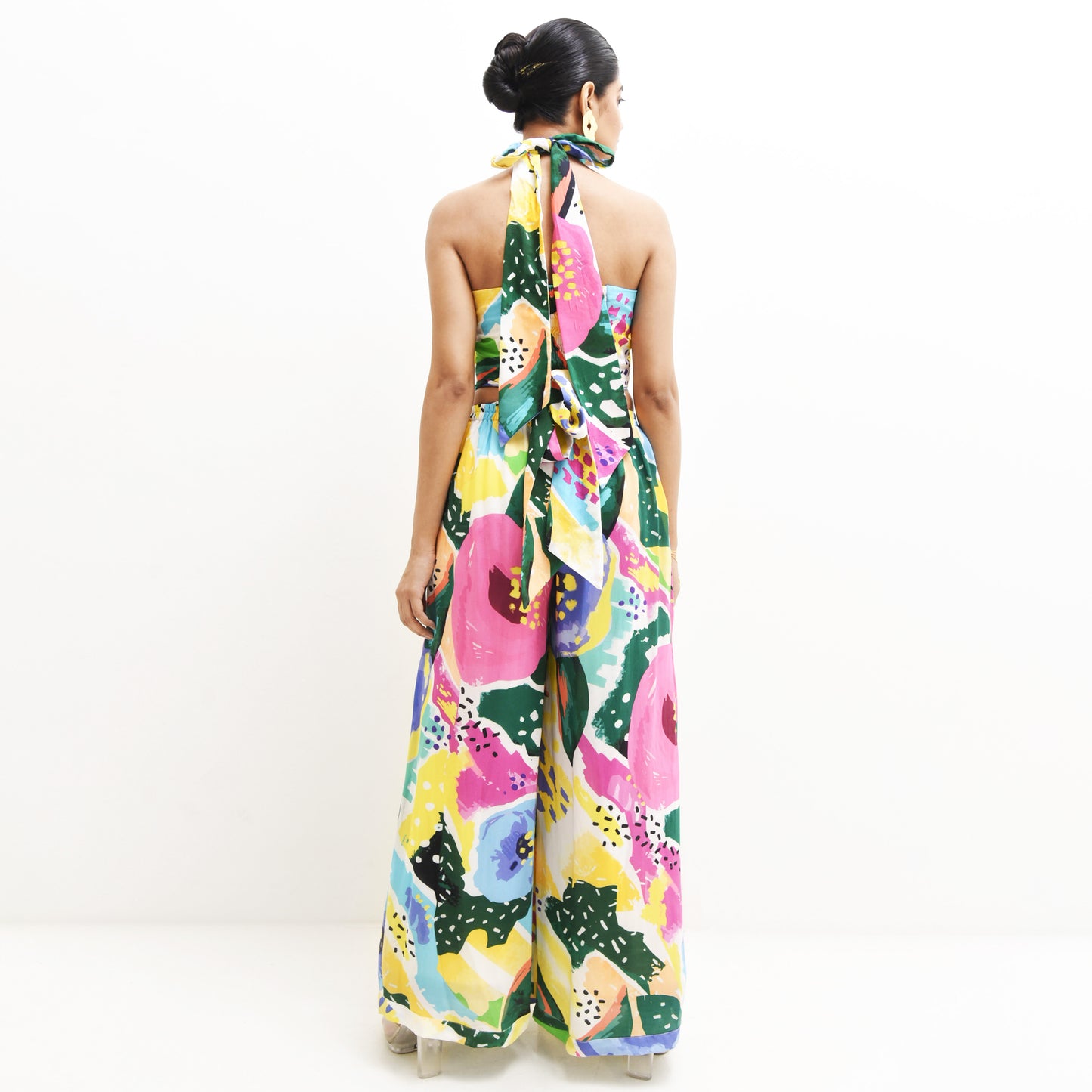 ABSTRACT FLORAL PRINTED DETACHABLE AT THE WAIST JUMPSUIT