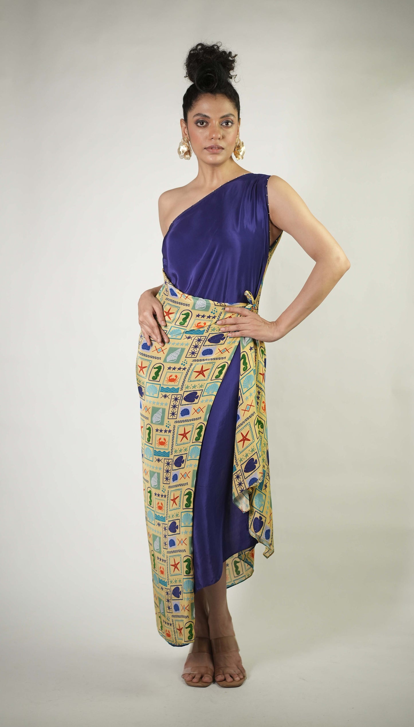 One shoulder wrap dress