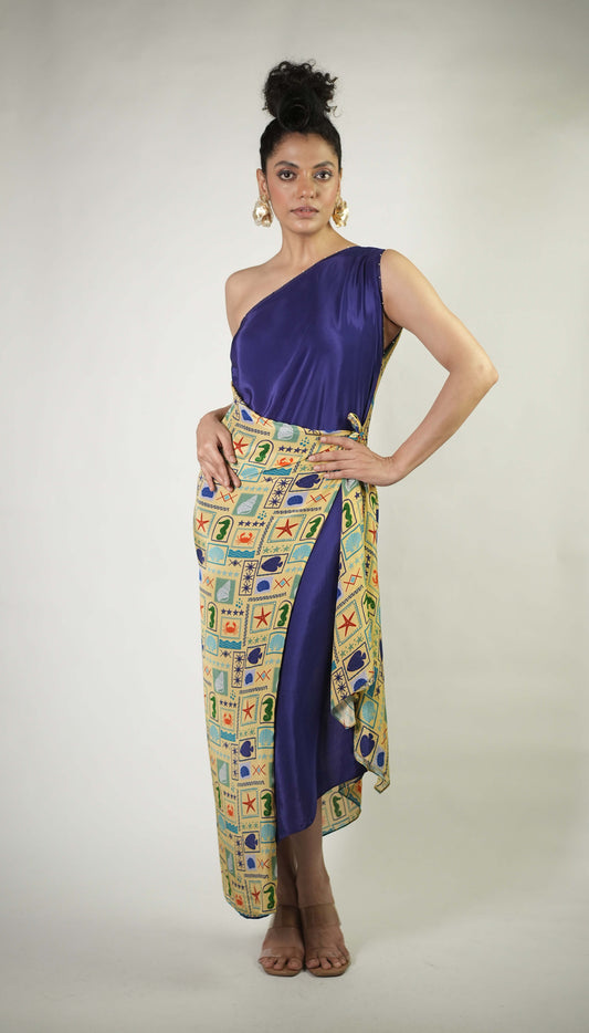 One shoulder wrap dress