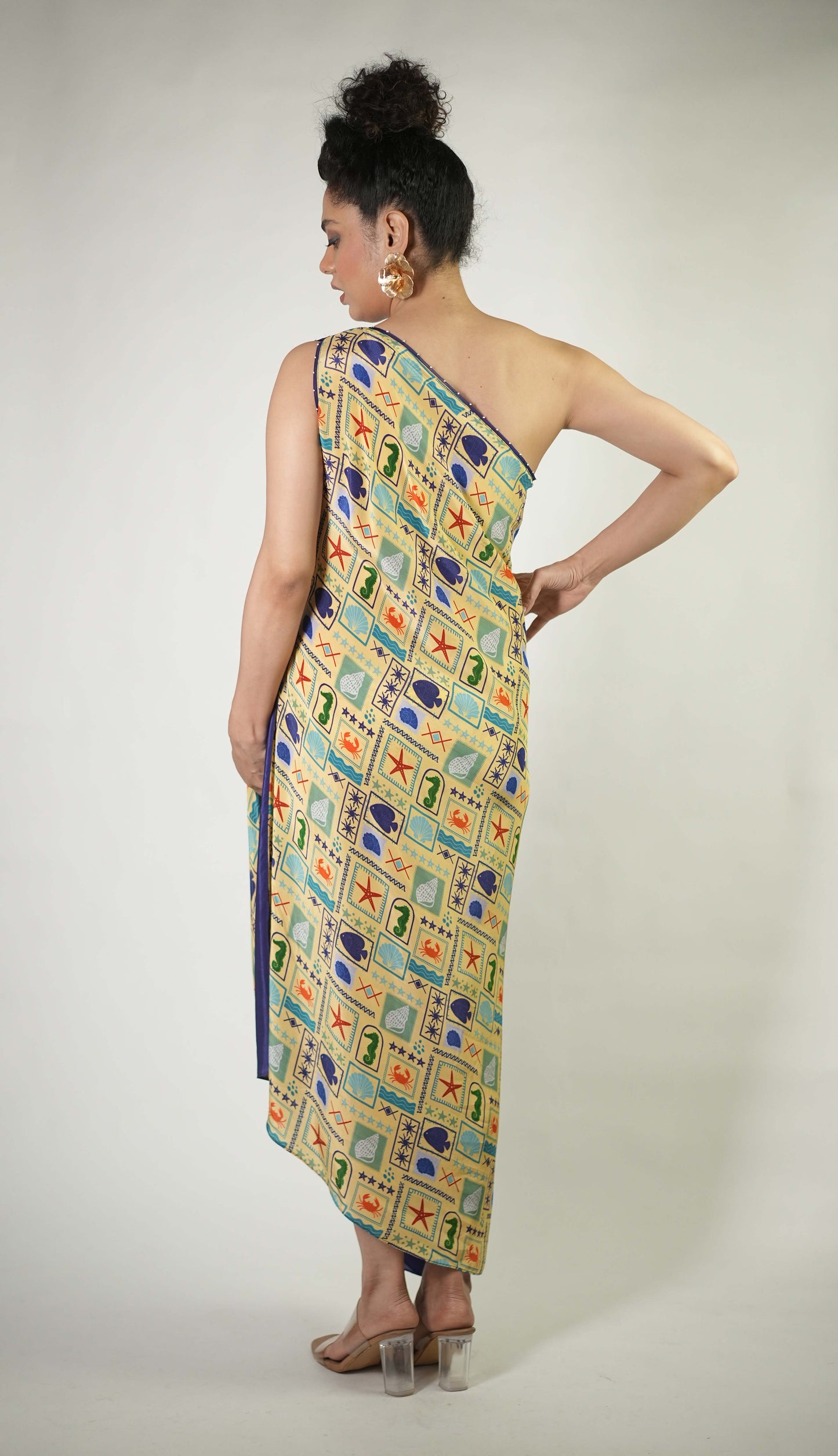 One shoulder wrap dress