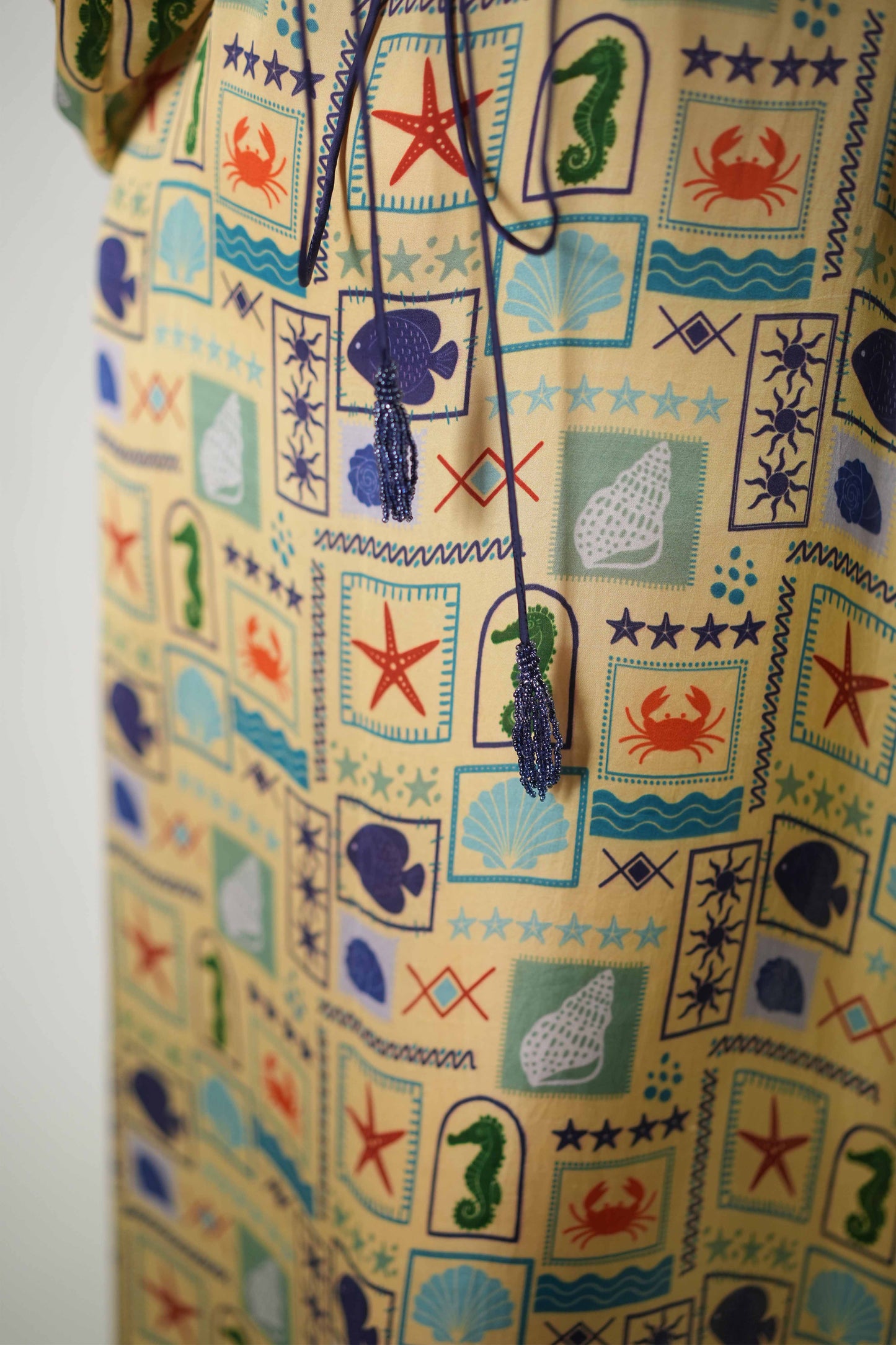 Colourful sea elements printed breezy dress