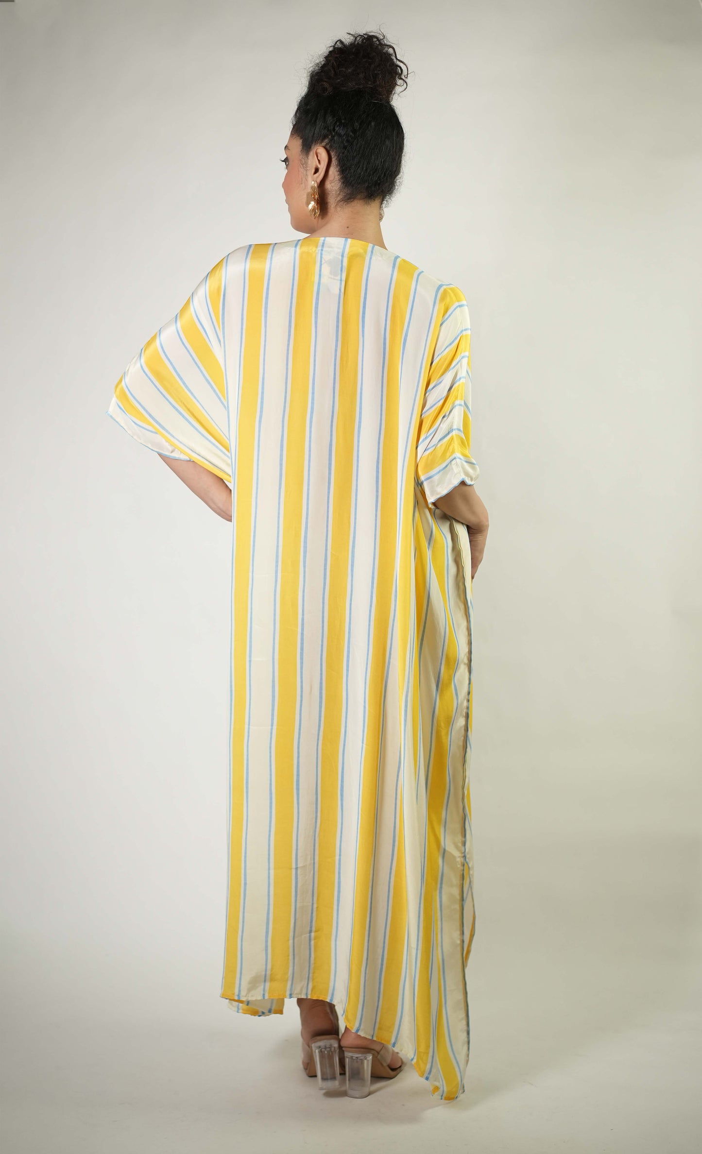 Bold stripes and colourful sea elements printed kaftan