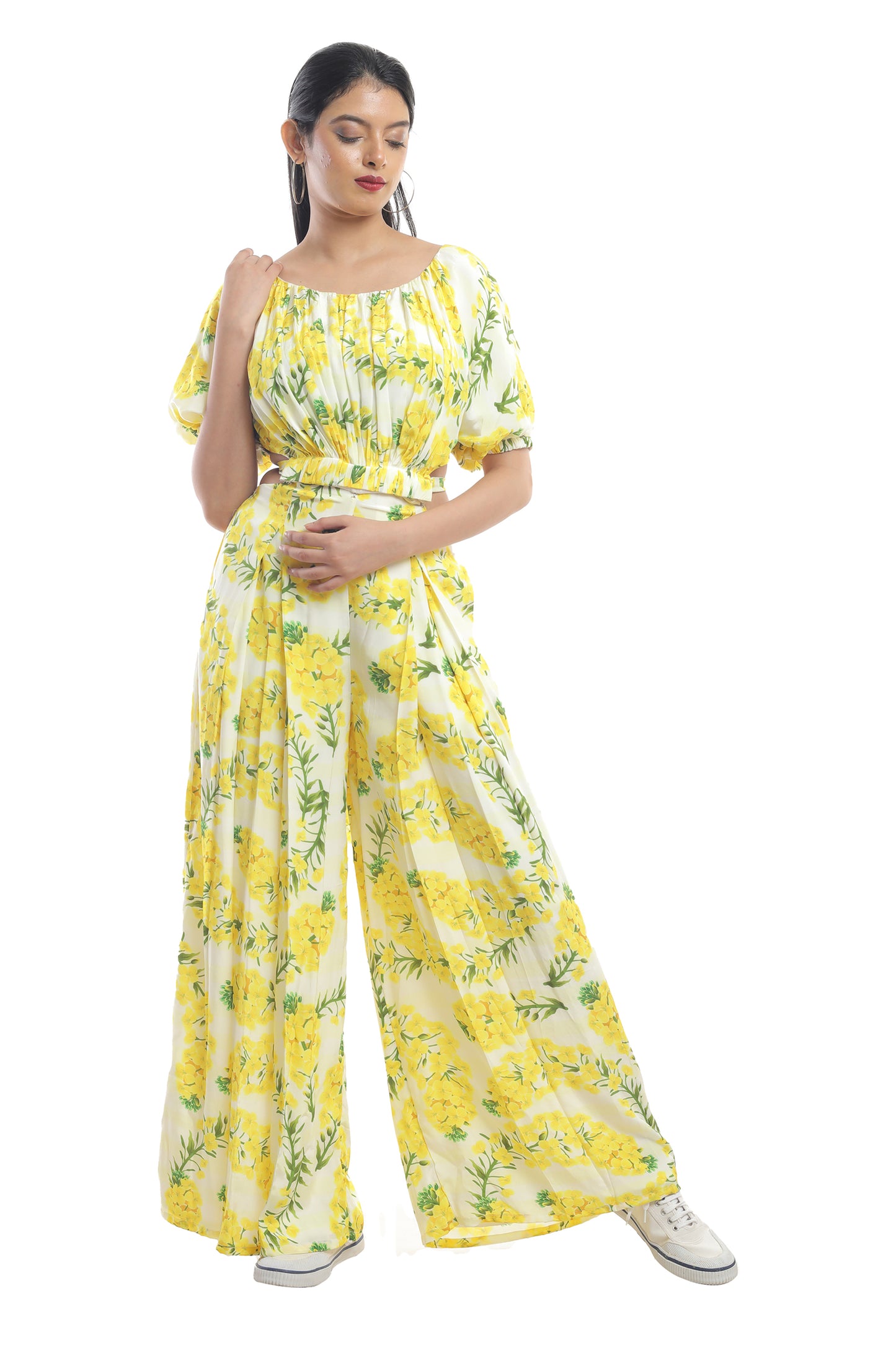 DETACHABLE AT THE WAIST FLORAL PRINTED JUMPSUIT