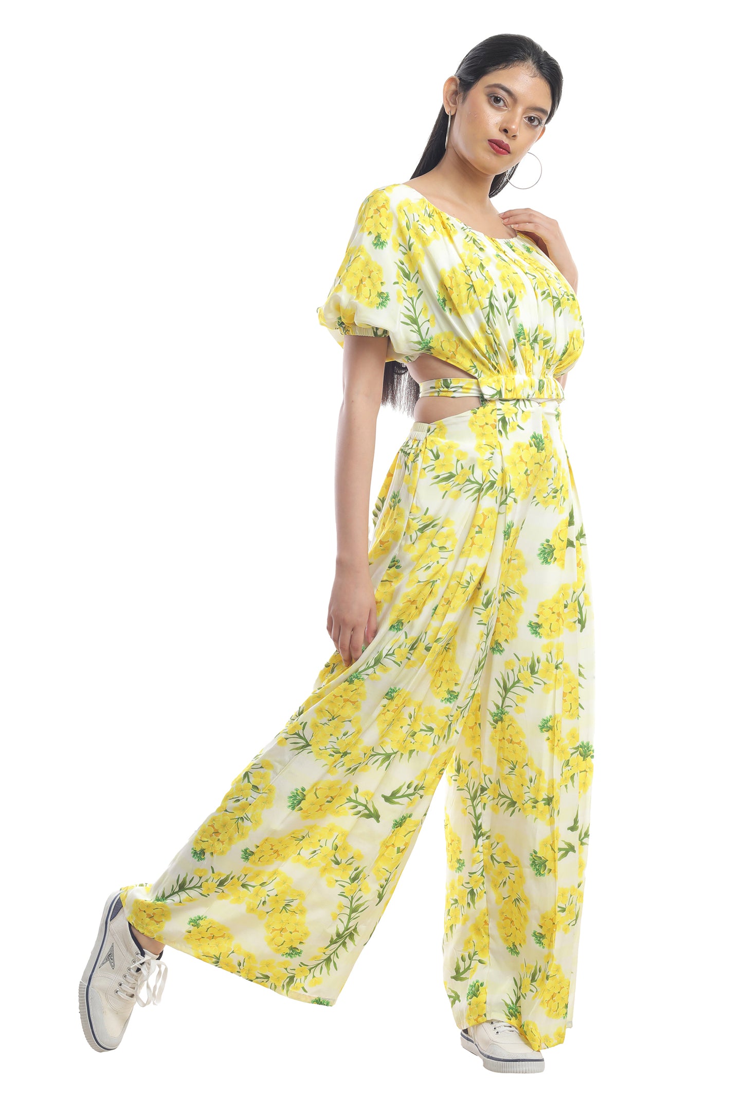 DETACHABLE AT THE WAIST FLORAL PRINTED JUMPSUIT