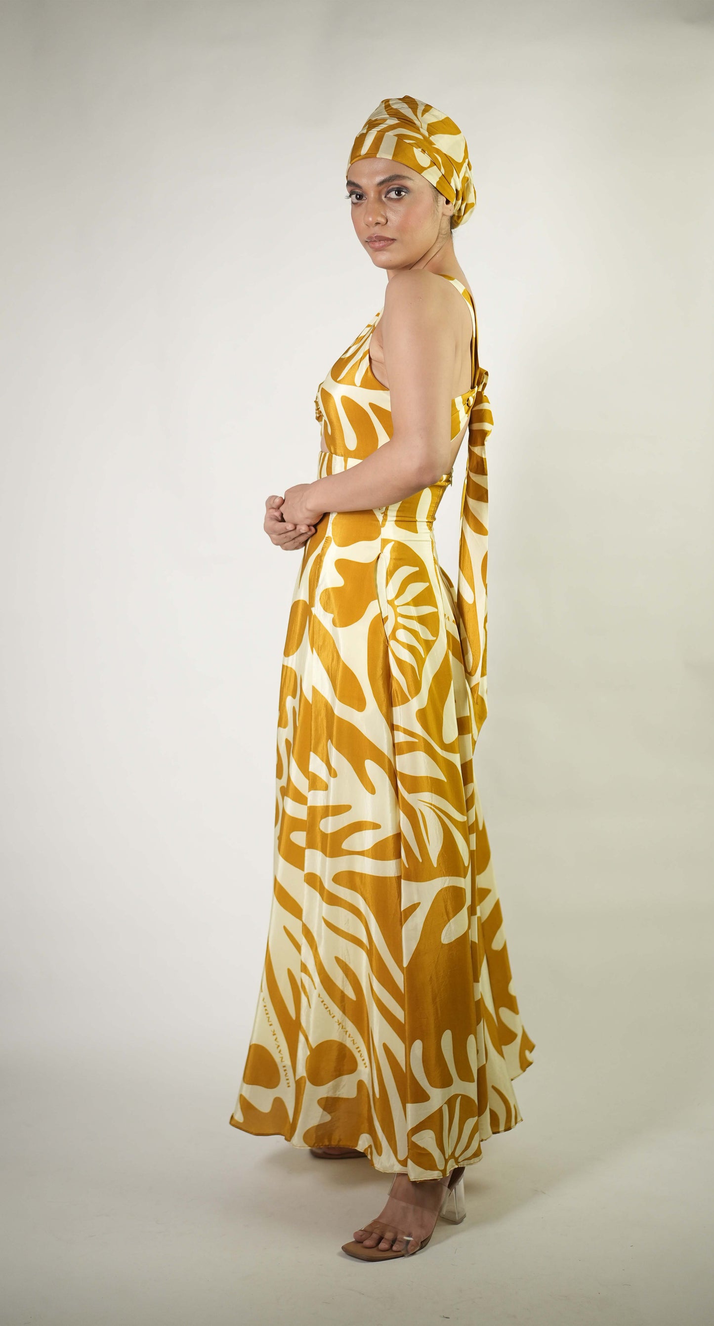Tropical graphic elements printed summer dress