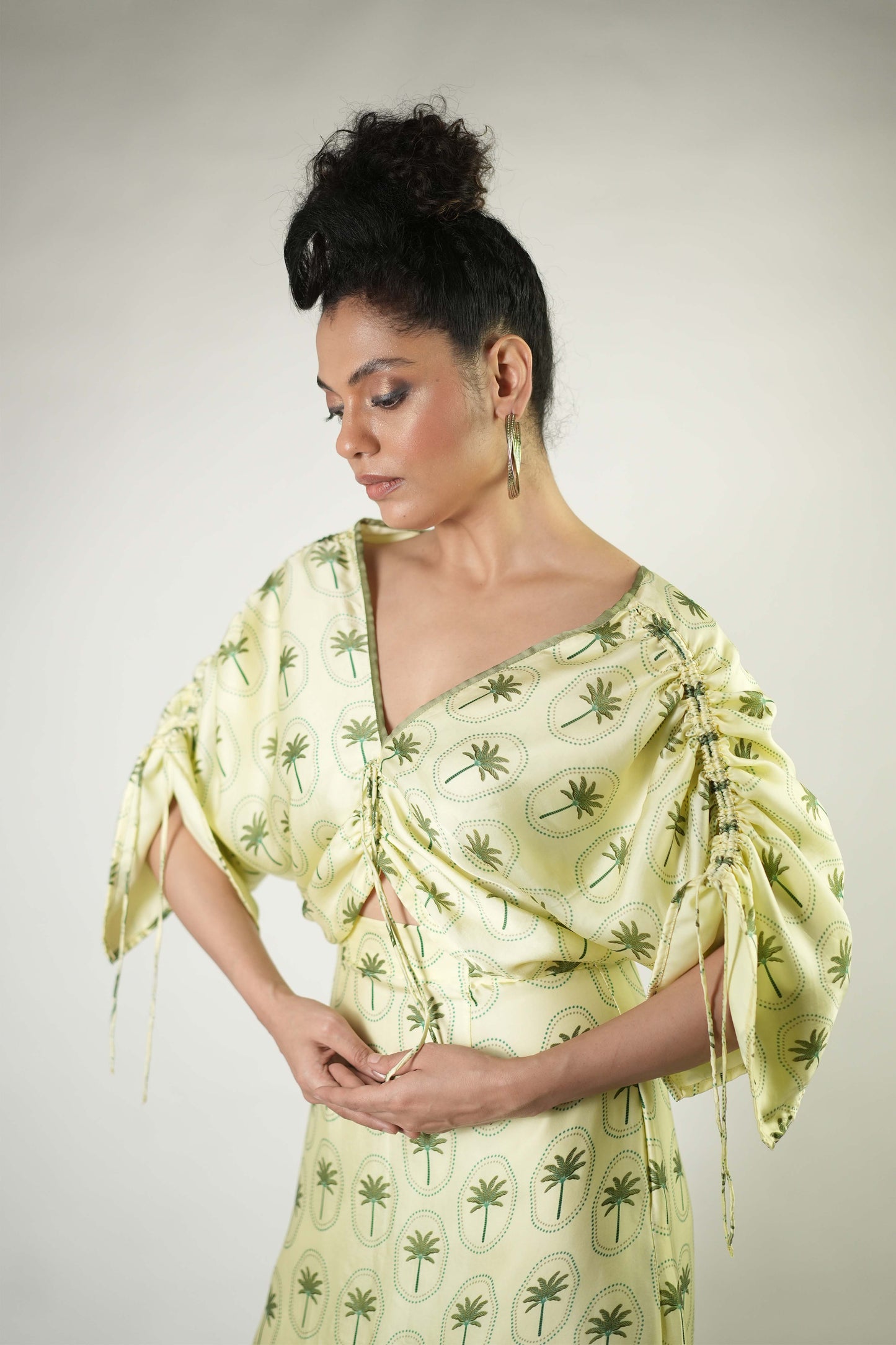 Palm tree printed top and pencil skirt