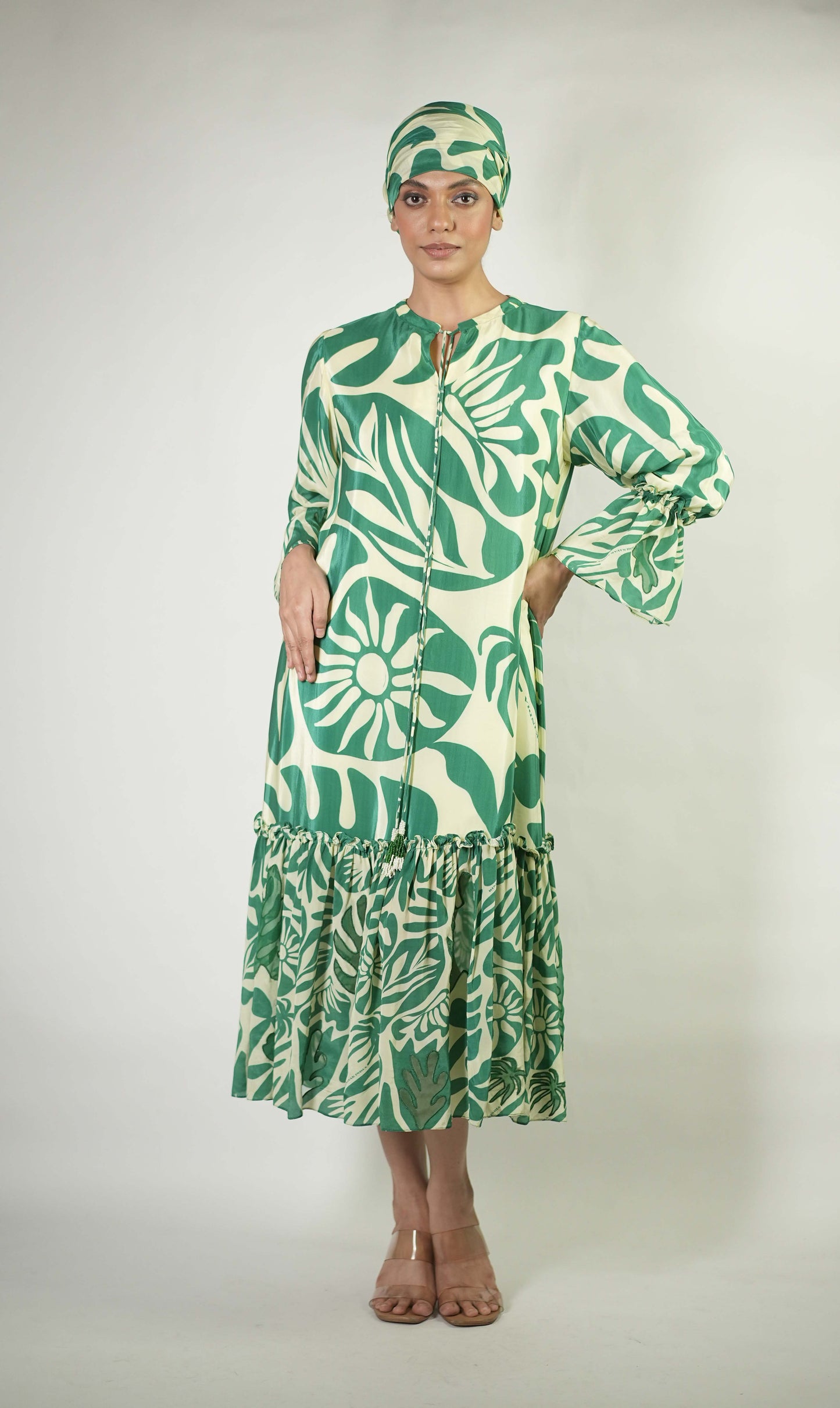 Tropical elements printed dress