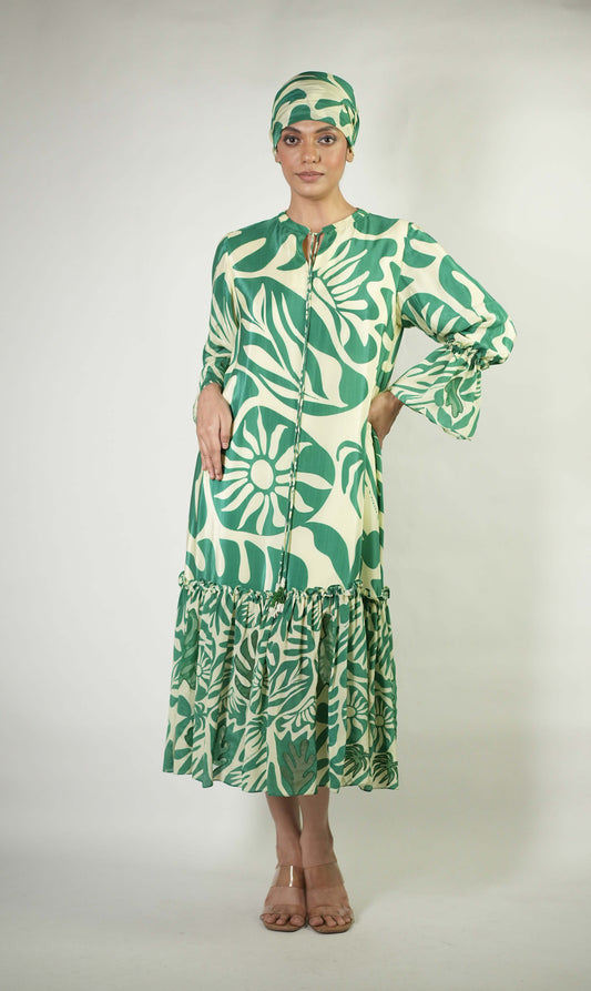 Tropical elements printed dress