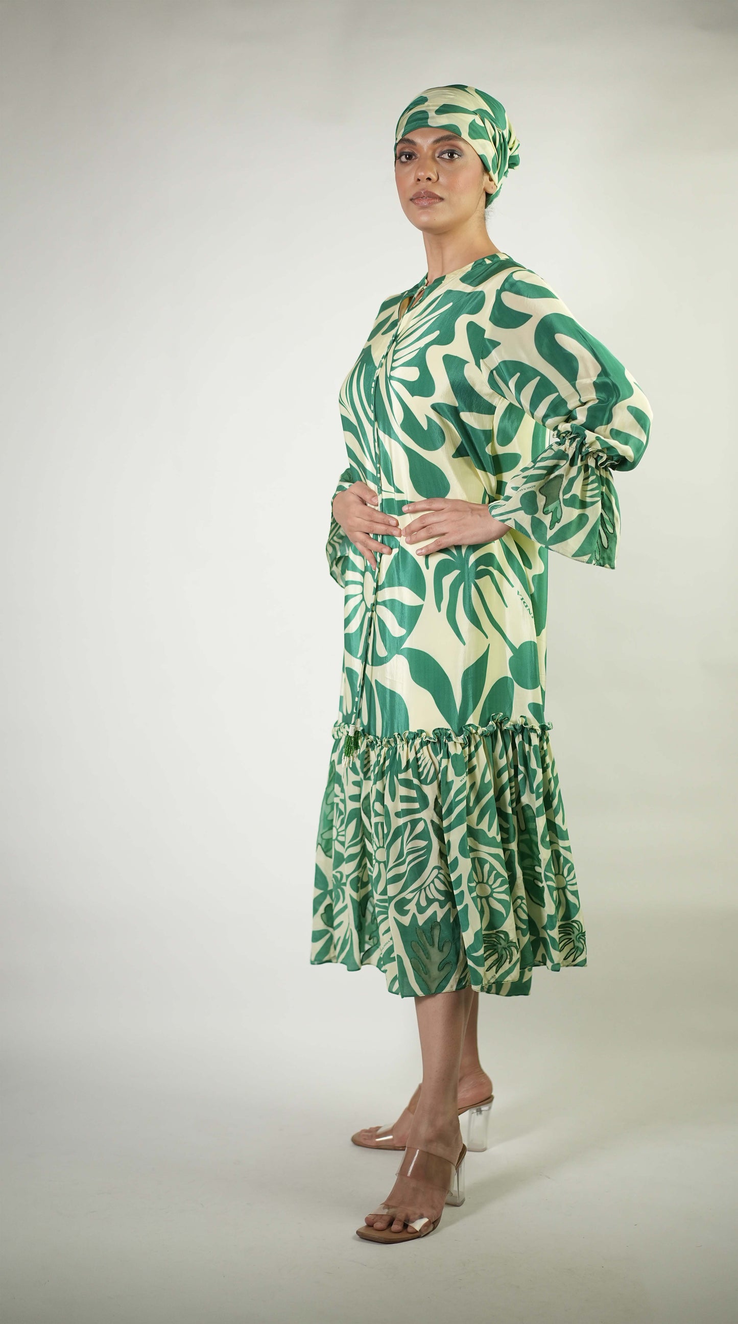 Tropical elements printed dress