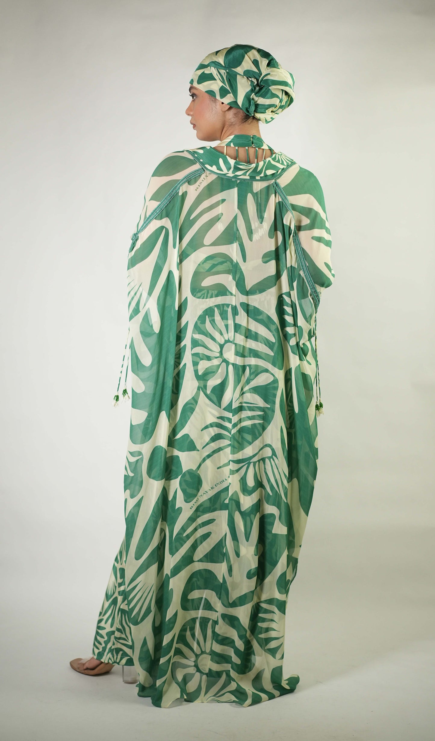 Tropical elements printed  sheer ovelay