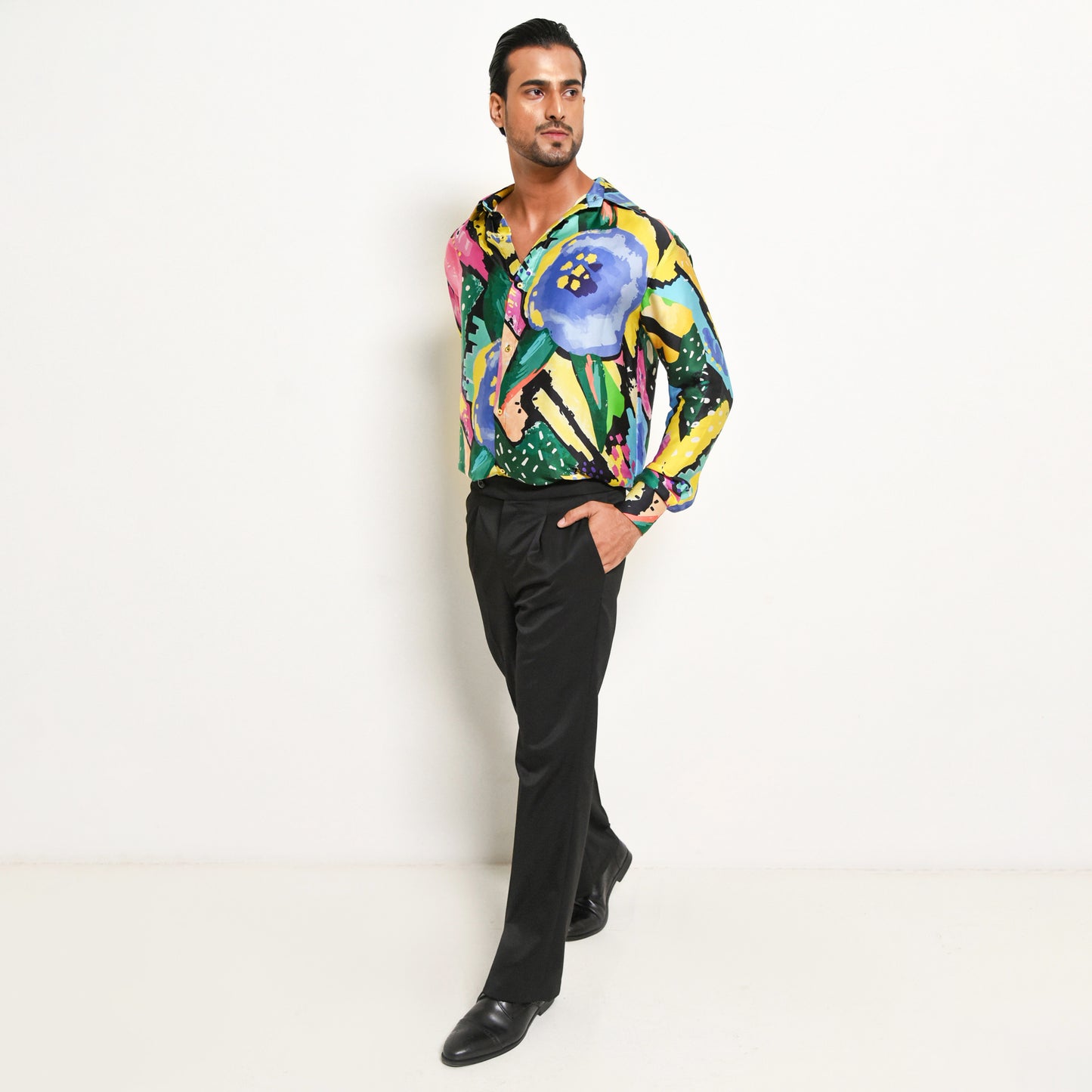 ASSORTED COLOURFUL ABSTRACT FLORAL PRINTED SHIRT