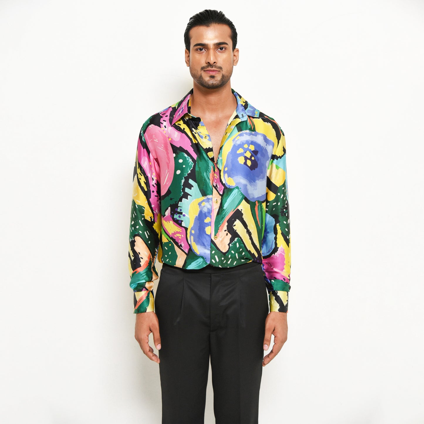 ASSORTED COLOURFUL ABSTRACT FLORAL PRINTED SHIRT