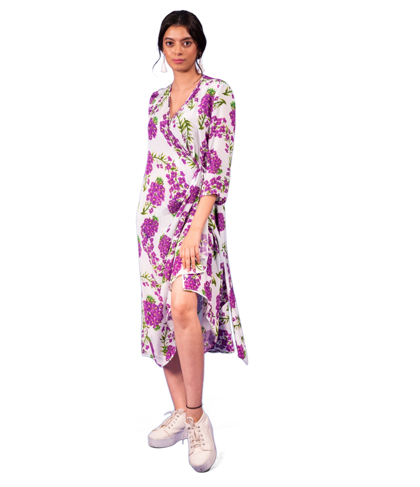 FLORAL PRINTED WRAP DRESS