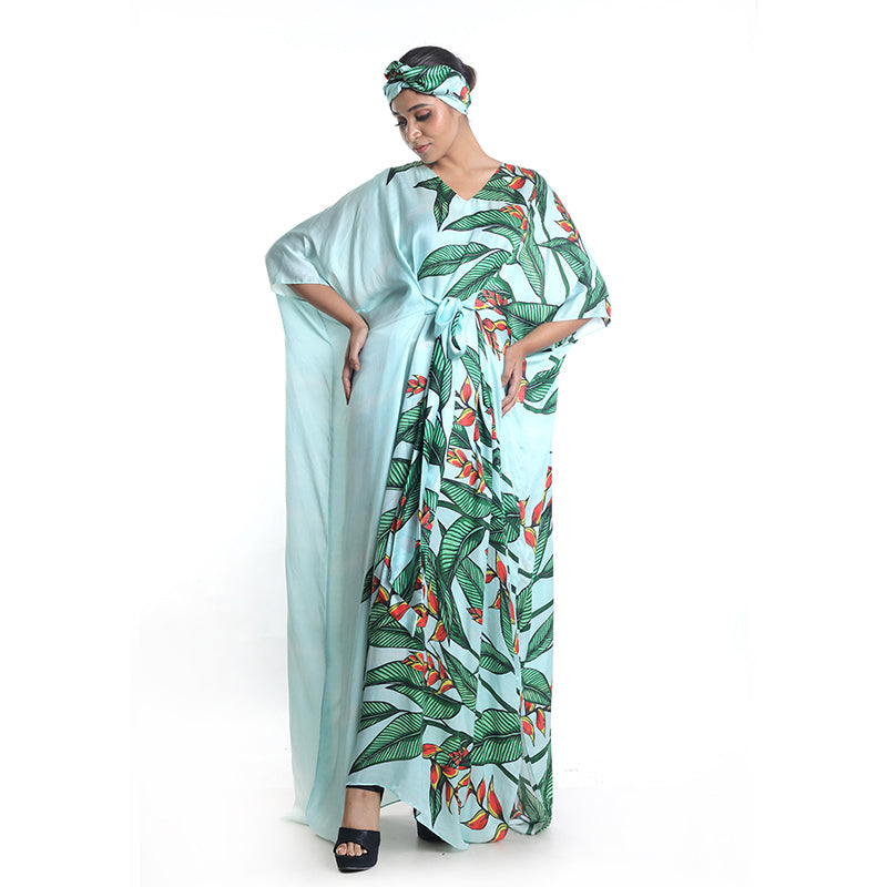 LAXMI MANCHU IN TROPICAL FLOWER PRINTED KAFTAN