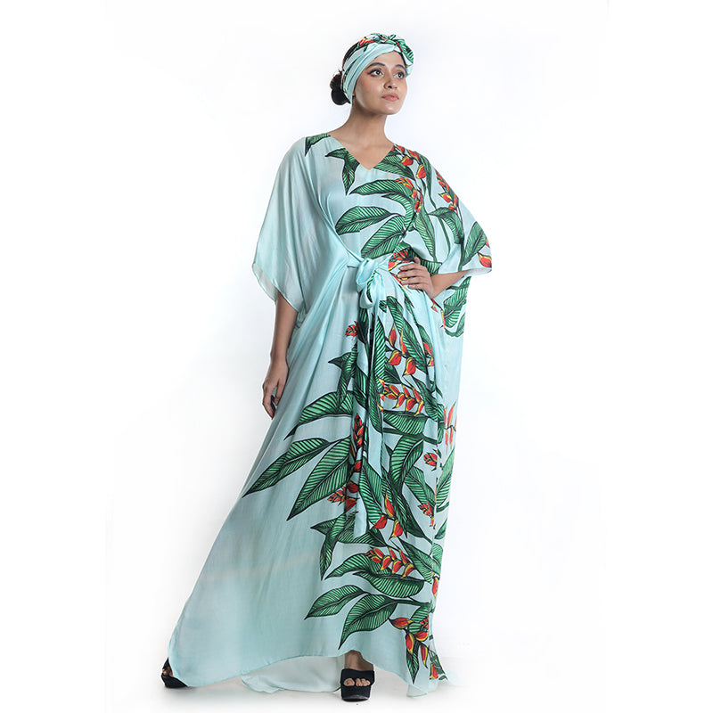 LAXMI MANCHU IN TROPICAL FLOWER PRINTED KAFTAN