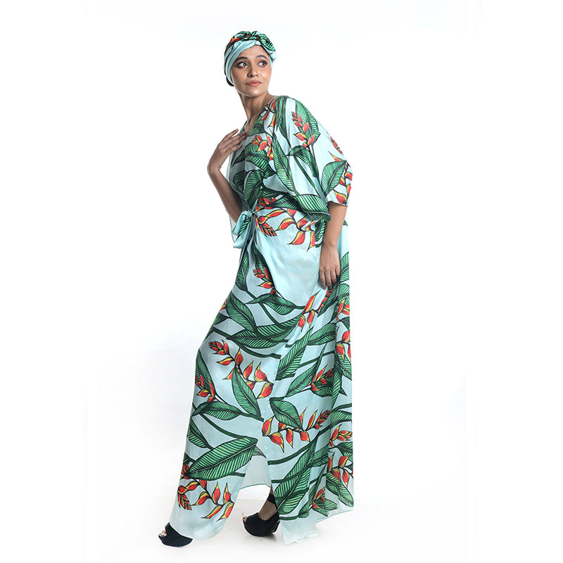 LAXMI MANCHU IN TROPICAL FLOWER PRINTED KAFTAN