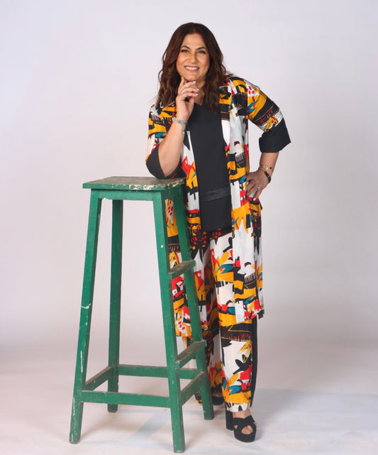 ARCHANA PURAN SINGH IN ABSTRACT FLORAL PRINTED COORD SET